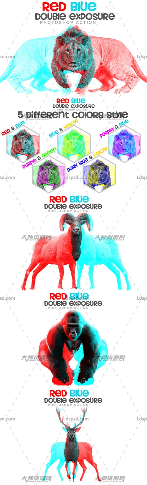Red blue double exposure,PS动作－红蓝双重曝光